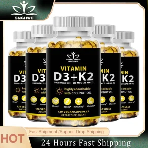 Vitamin D3, K2 Capsules Supplement with Natural Coconut Oil